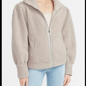 Express Sherpa Soft Fleece Jacket Beige Small NEW
